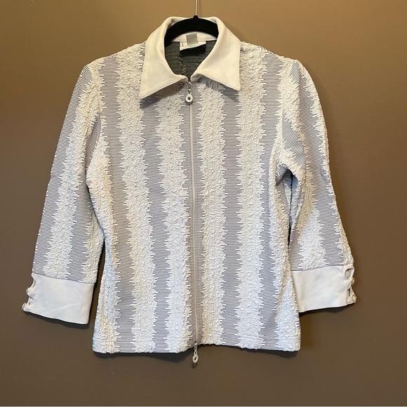 Joseph Ribkoff Full Zip Blazer Jacket Black and White 3/4 Sleeve Size 10 - Picture 4 of 15